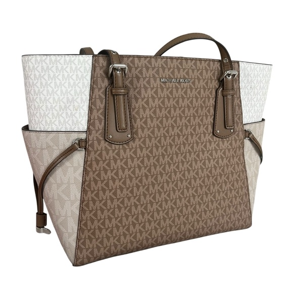 Michael Kors Driftwood Multi Signature Canvas Large Tote Shoulder Bag Zip Top - Picture 8 of 8